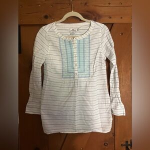Vineyard Vines White and Light Blue Striped Blouse Tunic Sz 4
